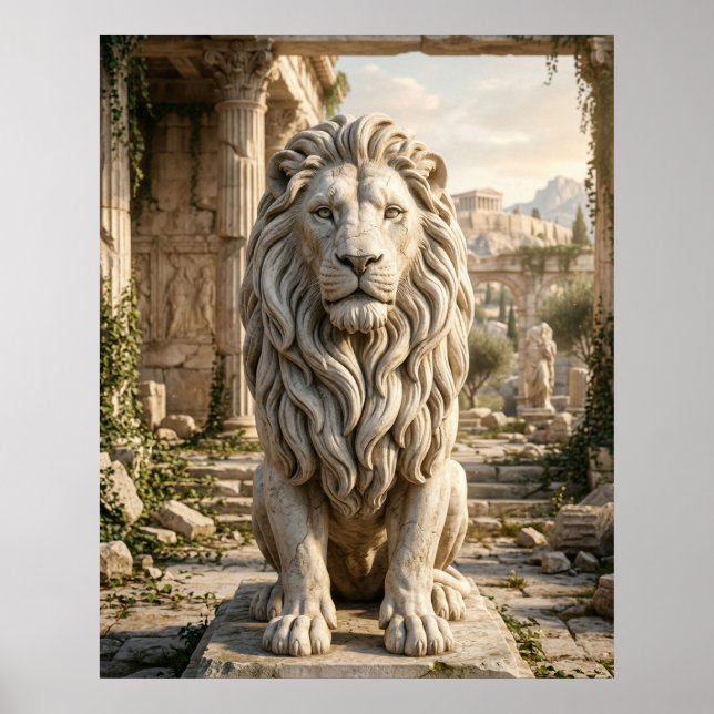 Marmor Löwentempelwächter Poster (Vorne)