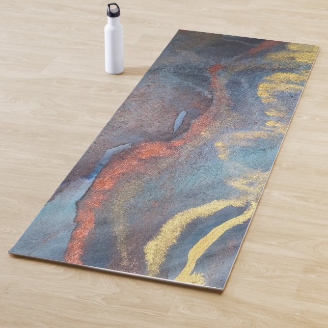 Marmor mit blauen und goldenen Wasserfarben Modern Yogamatte (Beispiel)