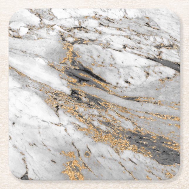 Marmor mit Gold Slab Modern  Rechteckiger Pappuntersetzer (Vorderseite)