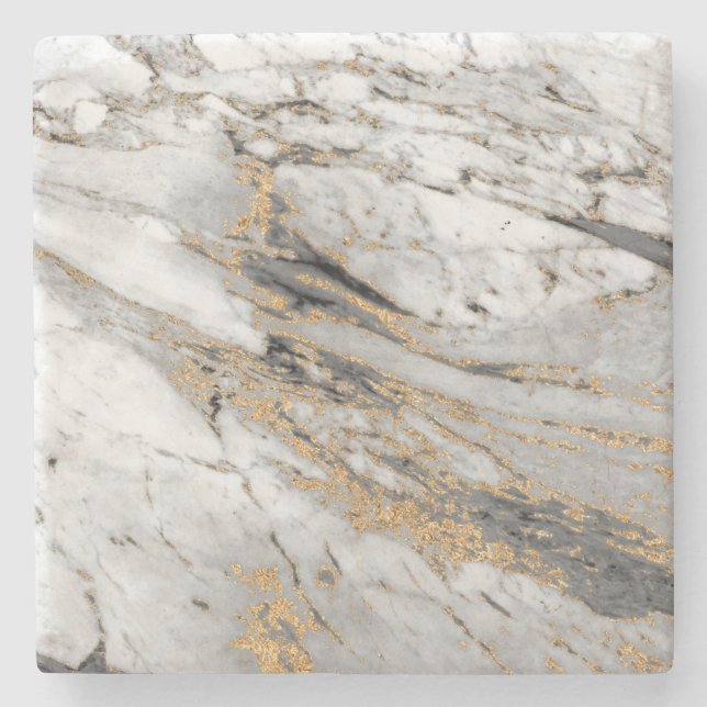Marmor mit Gold Streak Slab Moderne  Steinuntersetzer (Vorderseite)