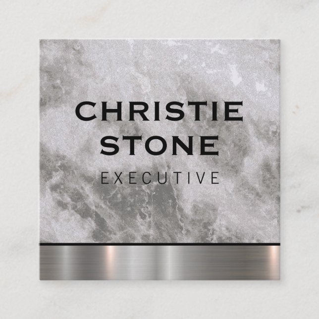 Marmor mit Metal Trim Quadratische Visitenkarte (Vorderseite)