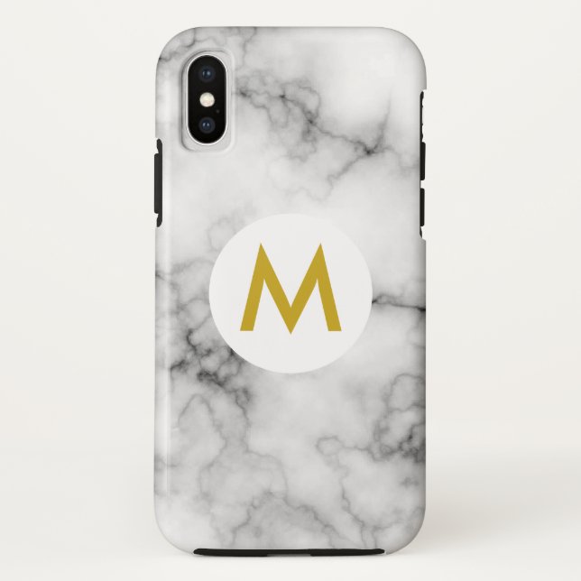 Marmor mit Monogramm Case-Mate iPhone Hülle (Rückseite)
