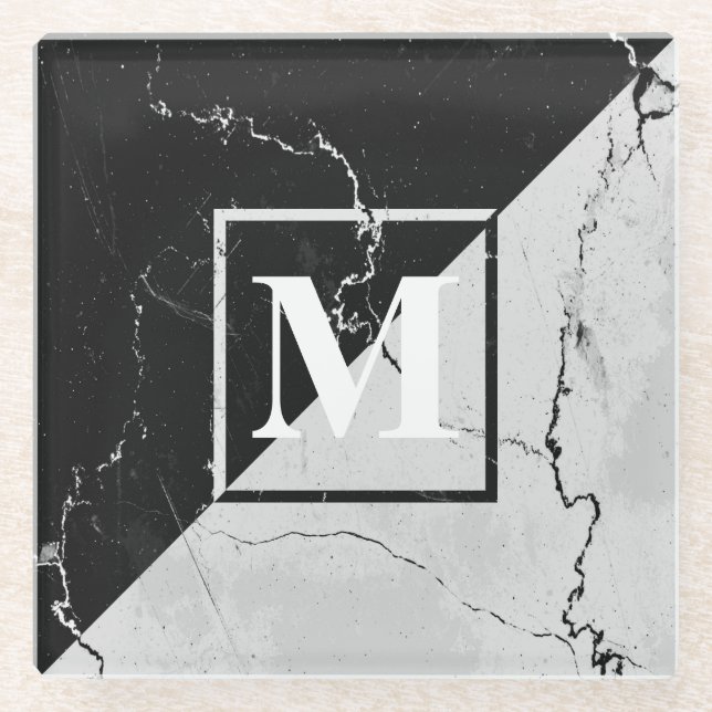 Marmor-Monogramm Glasuntersetzer (Vorderseite)