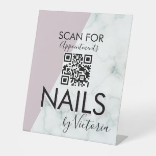 Marmor-Nagelsalon-Termin-QR-Code Sockelschild