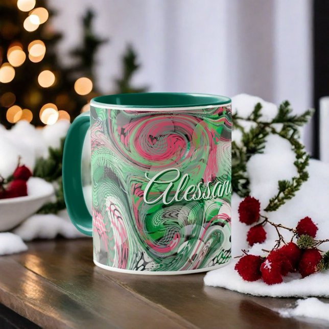 Marmor niedlich grün rot abstrakt modern tasse (Von Creator hochgeladen)