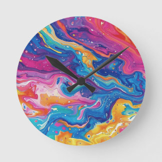Marmor, Regenbogenfarben, geometrisches Design, bu Runde Wanduhr