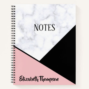 Marmor, rosa und schwarzes Notebook Notizbuch