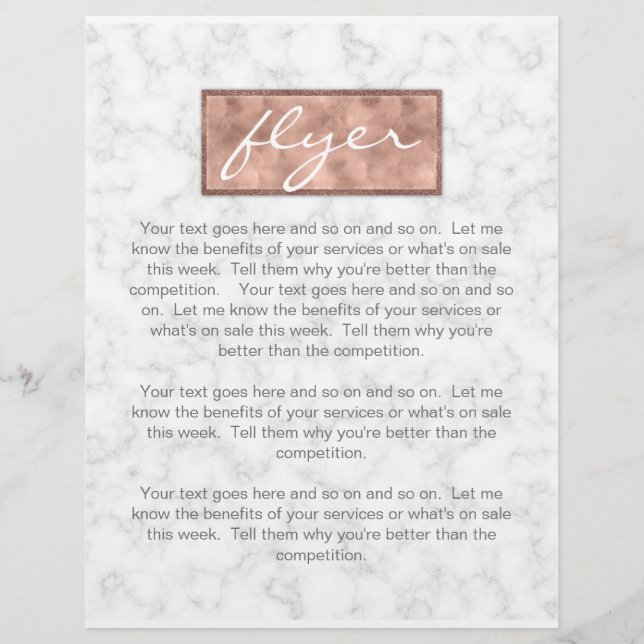 Marmor Rose Gold Box Eleganter Flyer (Vorne)