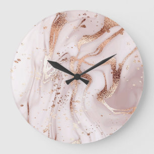 Marmor Rose Gold: flüssig Abstrakt. Große Wanduhr