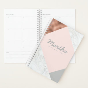 Marmor, Rose gold, grau und rot Planer