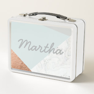 Marmor, Rose Gold, graue und blaue Lunchbox