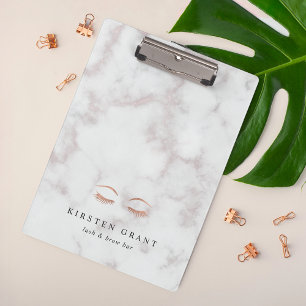 Marmor & Rose Gold Lashes & Brows Beauty Logo Klemmbrett