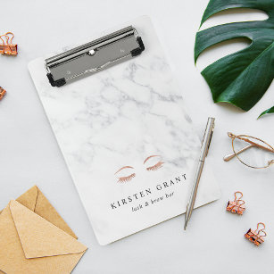 Marmor & Rose Gold Lashes & Brows Beauty Logo Mini Klemmbrett