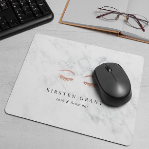 Marmor & Rose Gold Lashes & Brows Beauty Logo Mousepad