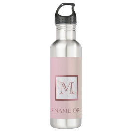 Marmor Rose Gold Monogram Pink Ombre Edelstahlflasche