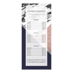 Marmor Rose Gold Navy Blue Triangle Geometrie Werbekarte