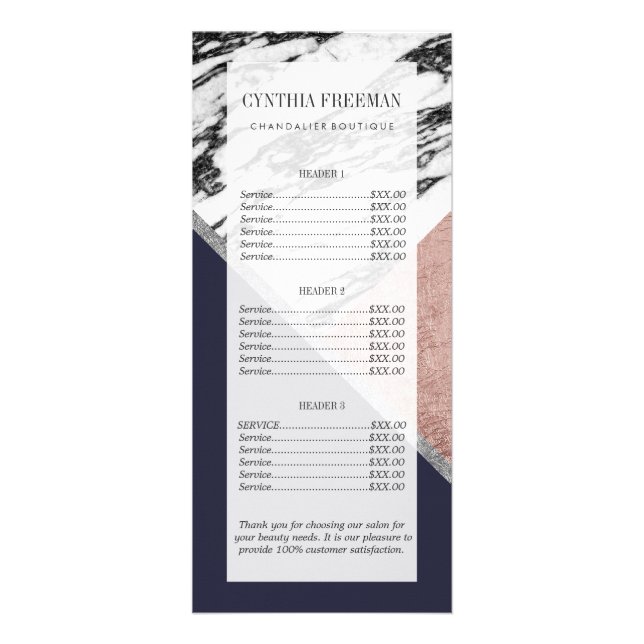 Marmor Rose Gold Navy Blue Triangle Geometrie Werbekarte (Vorne)