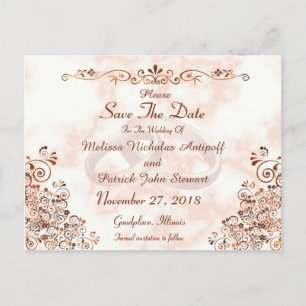 Marmor Rose Gold Rings Save the Date elegant Ankündigungspostkarte