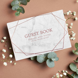Marmor Rose Gold Simple Geometric Wedding Gästebuch
