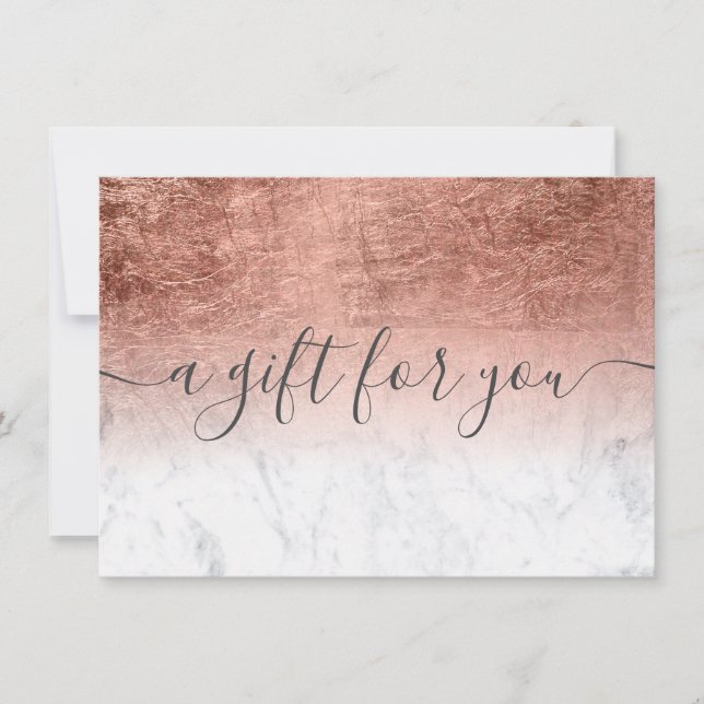 Marmor Rose Goldfolie ombre Geschenkgutschein (Vorderseite)