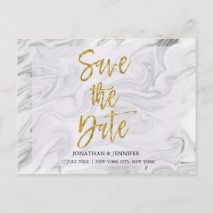 Marmor Save the Date mit Goldfolien-Typografie Ankündigungspostkarte
