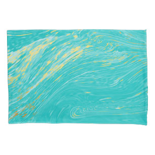 Marmor Schönes Gold Elegantes Blaues Design Kissenbezug