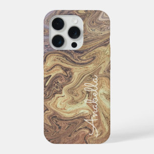 Marmor Schrift Boho Retro rostig Gold Kupfer Ocker iPhone 15 Pro Hülle