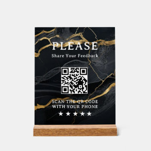 Marmor Schwarz Gold QR Acrylschild