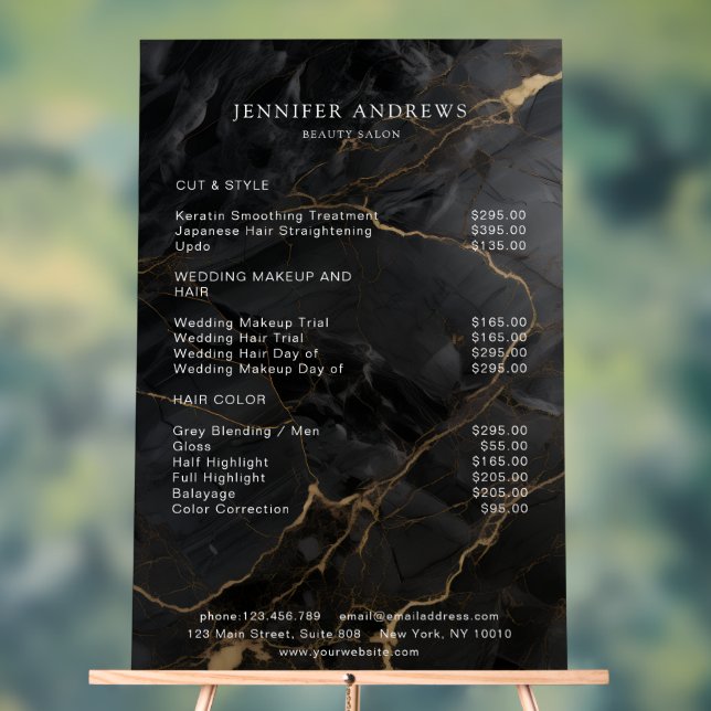 Marmor, Schwarz-Gold, Salon Acrylschild (Neutral)