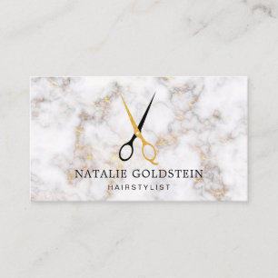Marmor Schwarz Gold Schere Friseur Visitenkarte