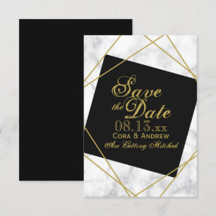 Marmor Schwarz und Faux Gold Save the Date Hochzei Einladung