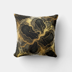 Marmor Schwarz und Weiß + Gold Luxus  Kissen