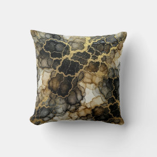 Marmor Schwarz und Weiß + Gold Luxus  Kissen