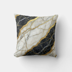 Marmor Schwarz und Weiß + Gold Luxus  Kissen
