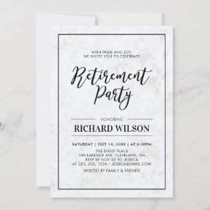Marmor & schwarzer Rahmen   Moderne Ruhestandsfeie Einladung