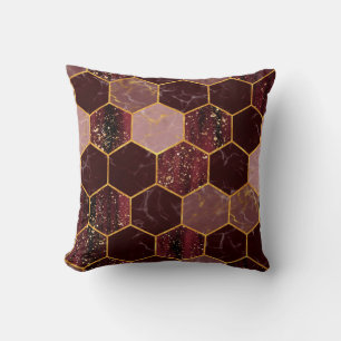 Marmor-Sechseck nahtlose Textur mit Gold Kissen