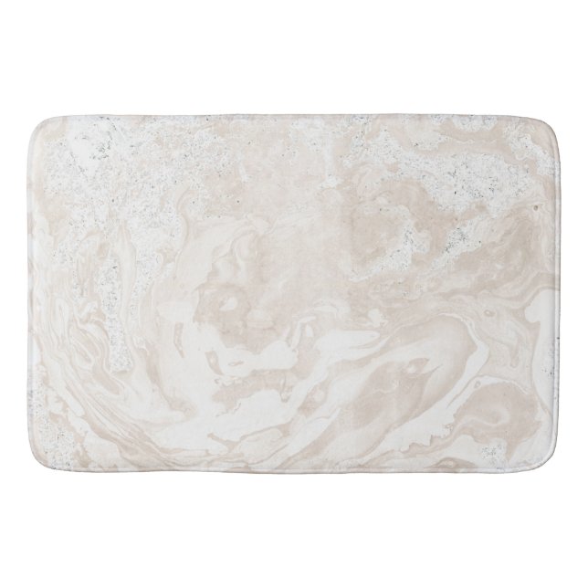 Marmor Stone Luxury White Beige Elfenbeinpulver Badematte (Vorderseite)