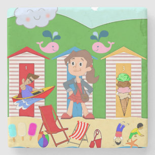 Marmor Stone Untersetzer Beach Fun Ice Creme