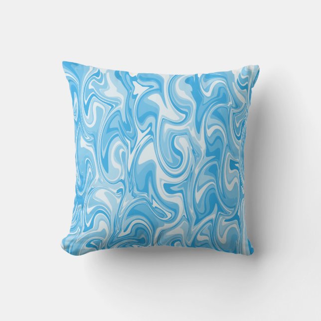 Marmor Swirl Textur - Blaue Töne Kissen (Vorderseite)