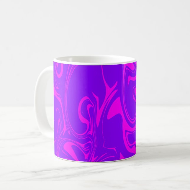 Marmor Swirl Textur - Dunkler und heller Lila Ton Kaffeetasse (Vorderseite Links)