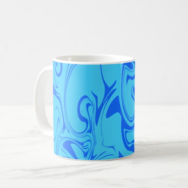 Marmor Swirl Textur - Ocean Blue Tones Kaffeetasse (Vorderseite Links)
