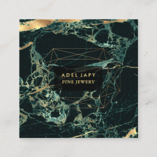Marmor Teal Grün + Faux Gold Edelstein Facette Quadratische Visitenkarte
