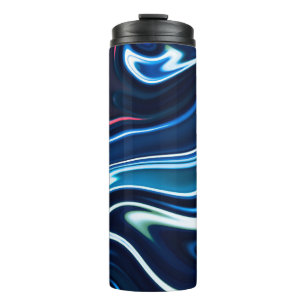 Marmor-Tinte farbenfroh. Blau Marmor-Muster Textur Thermosbecher