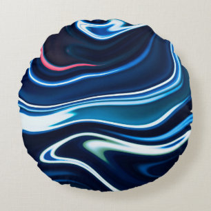 Marmor-Tinte farbenfroh. Blaues Marmormuster Textu Rundes Kissen