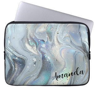 Marmor-Träume in Blau Laptopschutzhülle