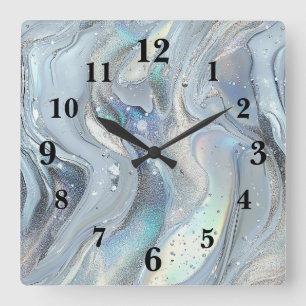 Marmor-Träume in Blau Quadratische Wanduhr