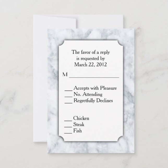 Marmor-UAWG mit Menüauswahl RSVP Karte (Vorderseite)