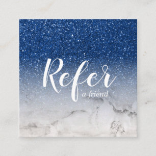 Marmor und Blauer Glitzer Ombre Glam Chic Empfehlungskarte
