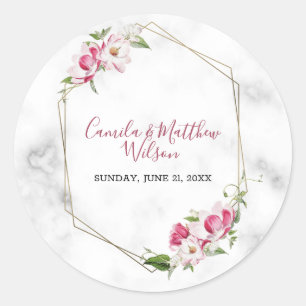 Marmor und Blume Runder Aufkleber