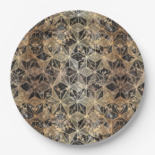 Marmor und geometrisches Muster Pappteller (Vorderseite)